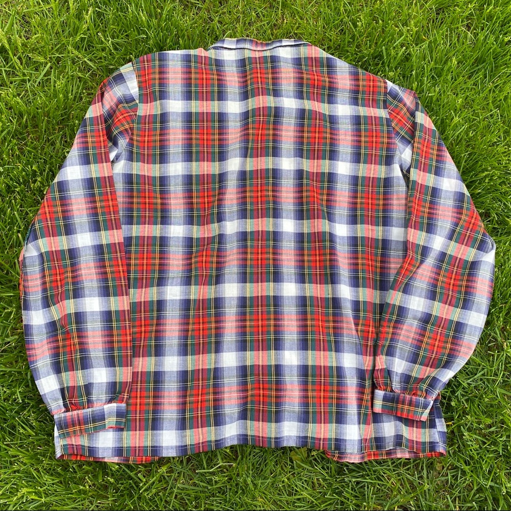 ❌SOLD❌Vtg 70s C’est Chic Plaid Prairie Prep Blouse - Picture 3 of 7